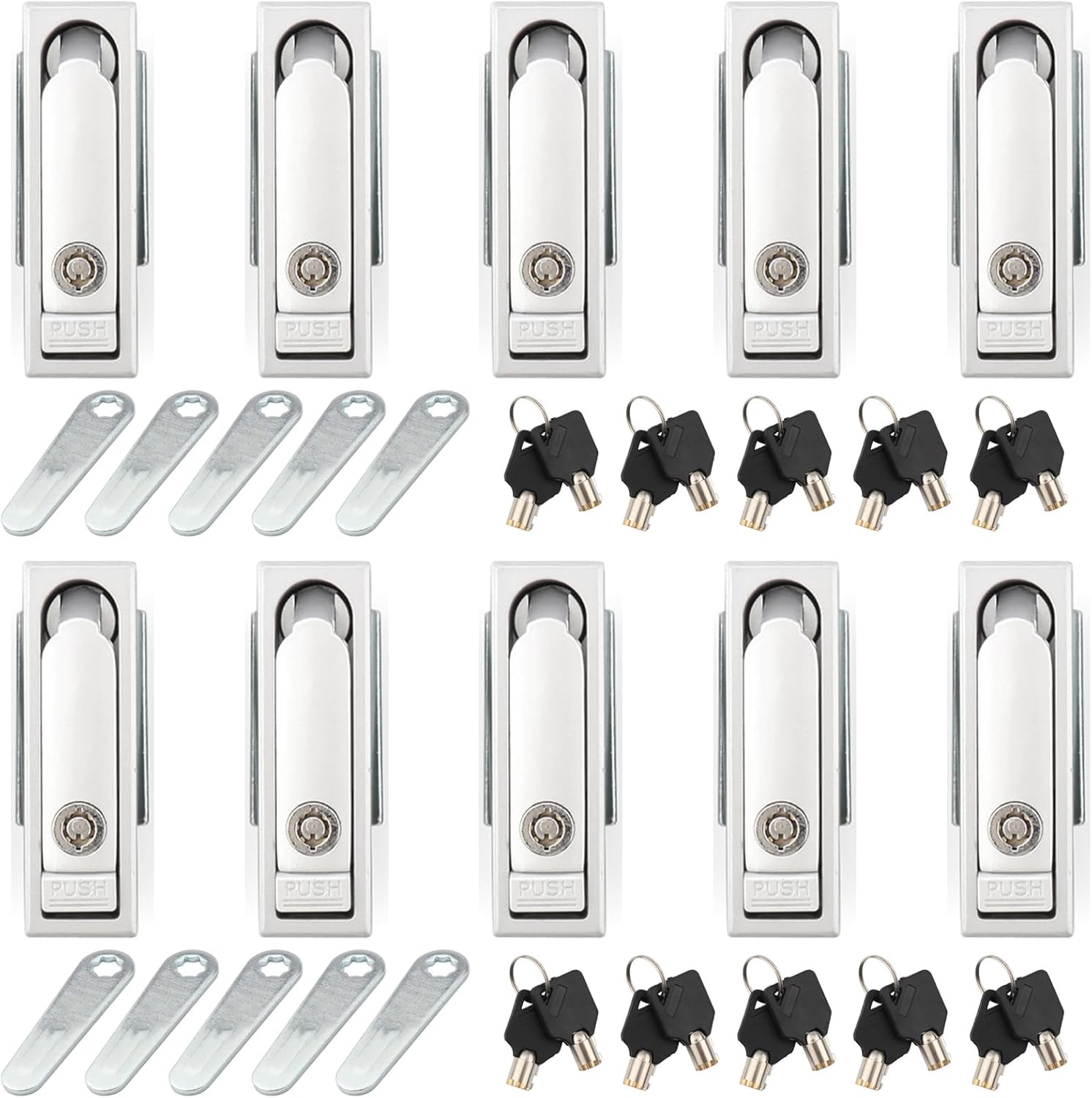 10 Pack Anti-Theft-S MS713 Plane Spring Switch Lock Doors, Anti-Theft Durable Plane Latch for Zinc Alloy Electrical Cabinets, Claw Machines, Communication Cabinets & Electrical Boxes