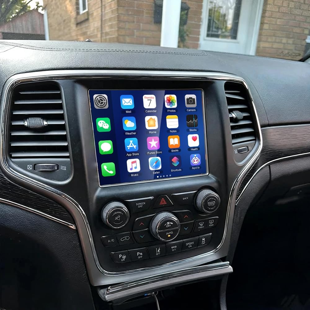 Car Stereo Radio Compatible for Grand Cherokee 2015-2021 with Carplay Android Auto GPS Navigation 8.4in Touchscreen Car Radio Player with Bluetooth WiFi SWC Mirror Link Split Screen + Backup Camera