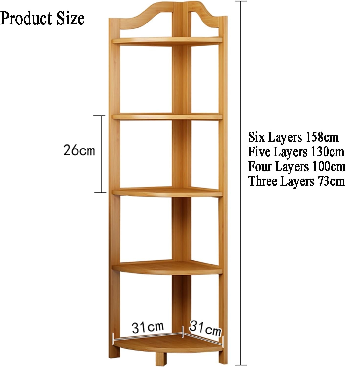 3/4/5/6 Tier Storage Rack, 3/4/5/6 Tier Corner Wooden Rack with Legs Storage Rack for Home Storage, Entryway, Living Room, Narrow Space, Pantry, Bathroom(Brown,3tier) (Brown 4tier)