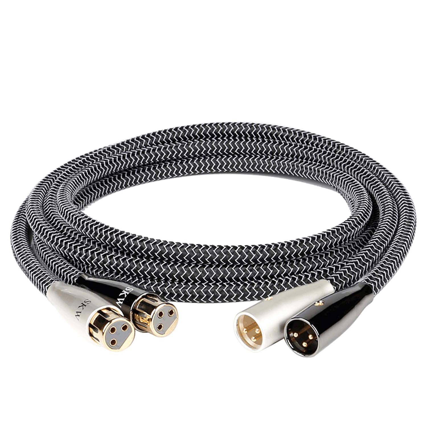 SKW High-End WG Series A Pair Balanced XLR Male to Female 3 PIN Microphone Cable 3.2ft/1M (2 Cables)