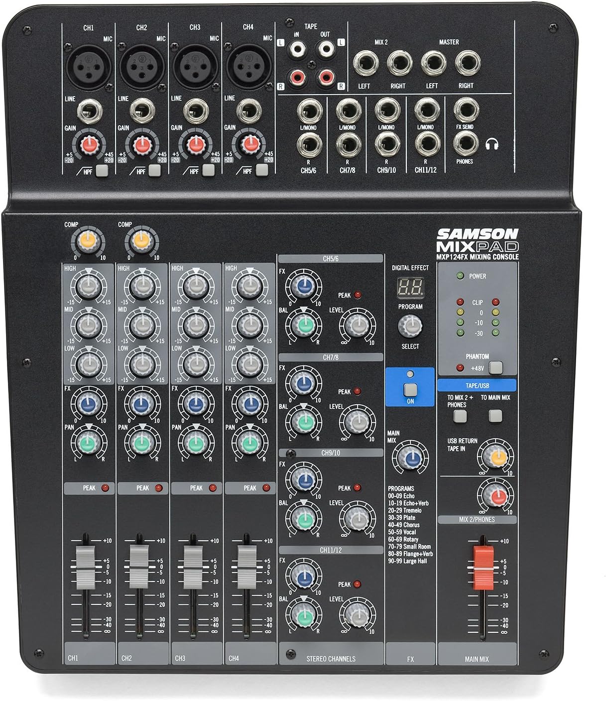 Samson MixPad MXP124FX Compact 12-Input Analog Mixer with FX & USB