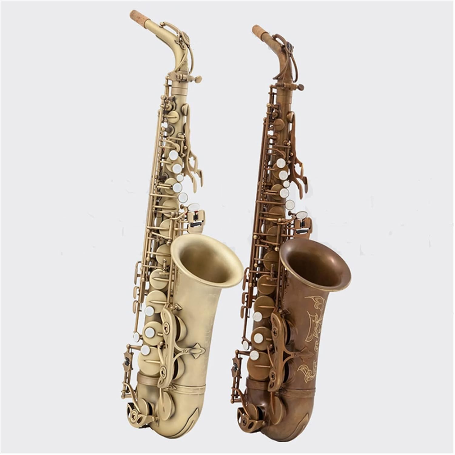 Sax Beginners Kit Alto Saxophone EB Antique Copper Simulation Alto Sax Professional Playing Woodwind Instrument with Mouthpiece Wind Instrument (Color : Light Grey)
