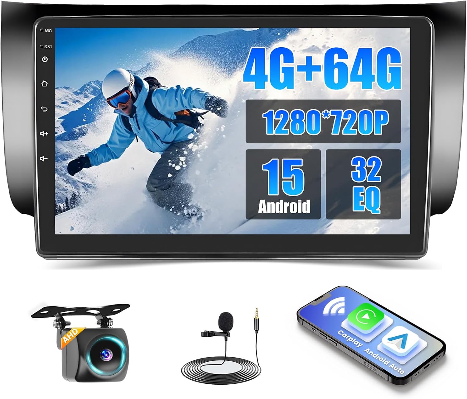 [4+64G] Android 15 Car Radio for Nissan Sentra 2013-2017 with Wireless CarPlay Android Auto, 10.1 Inch Touch Screen Car Stereo for Sentra with GPS WiFi Bluetooth 5.0 FM/RDS 32EQ AHD Backup Camera