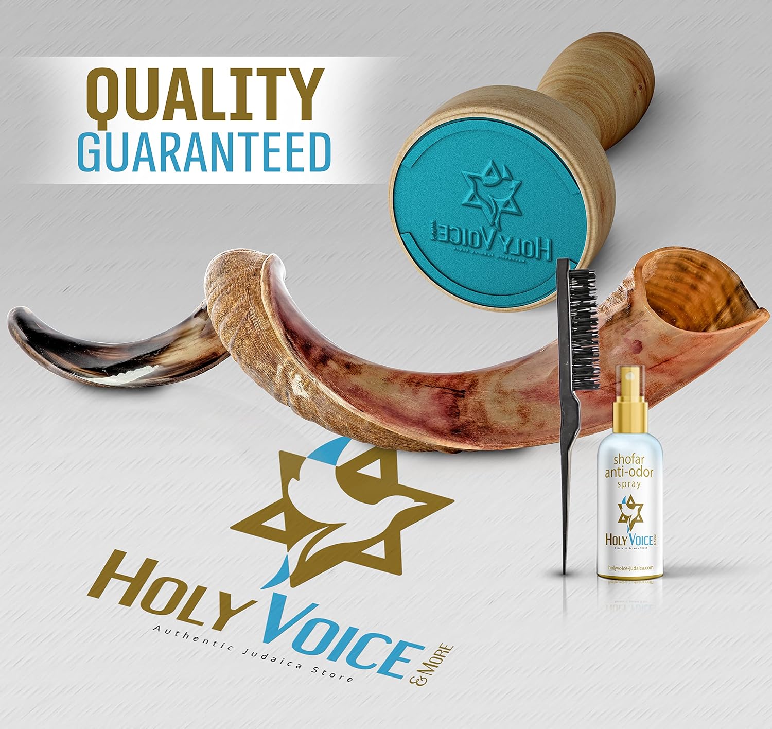 Holy Voice Kosher Kudu Shofar Horn from Israel – Traditional Half-Polished Yemenite Shofar Includes Carrying Bag, Brush and Blowing Guide - Easy Blowing Ancient Musical Instrument (36