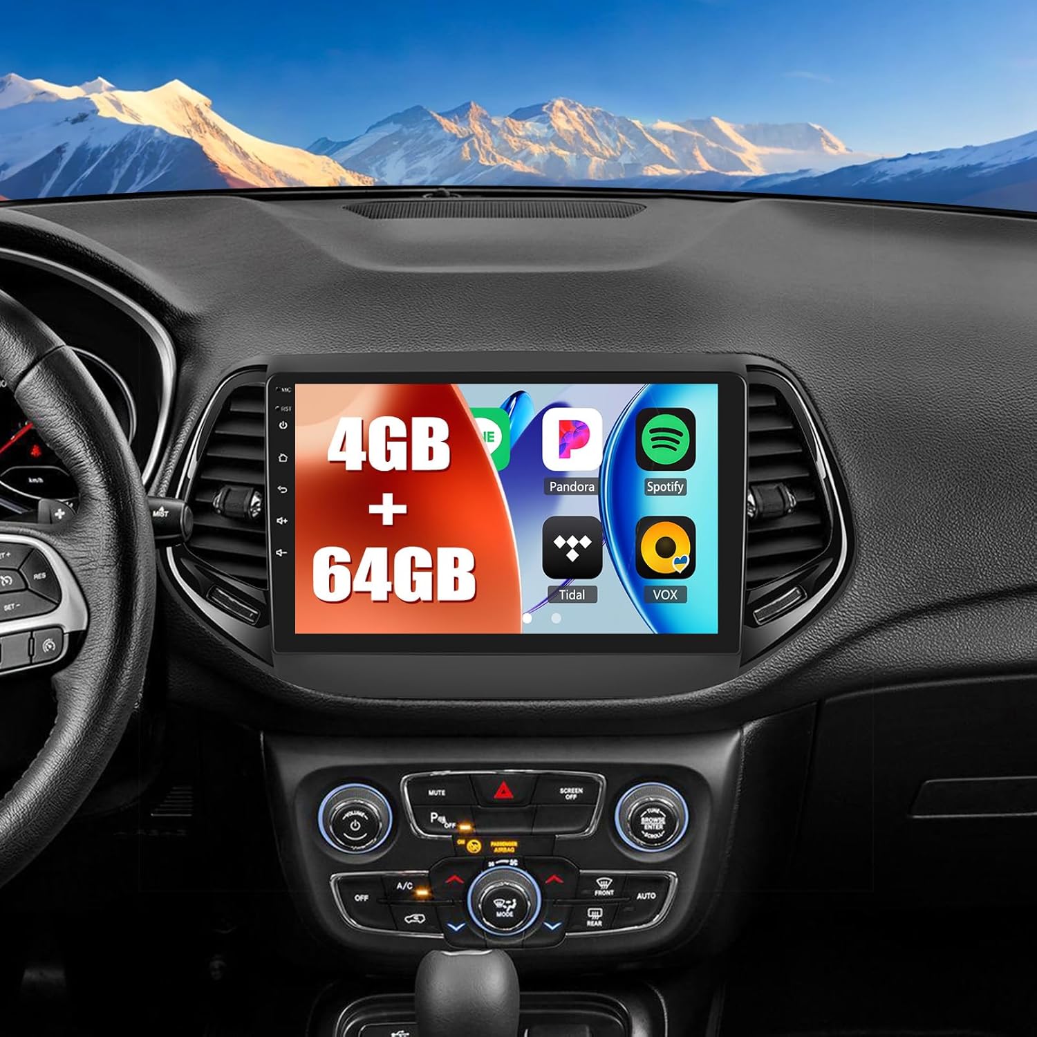 4+64G Android 15 Car Stereo for Jeep Compass 2017-2020 with Wireless CarPlay&Android Auto,10.1