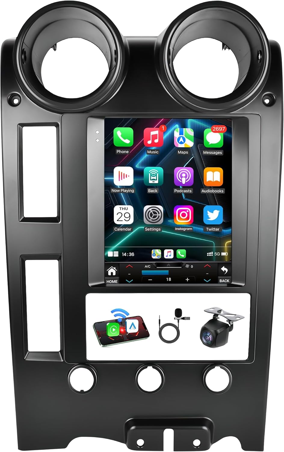 4G RAM+64G ROM Android 13 Radio for 2003-2007 Hummer H2: 9.7inch HD IPS Tesla Style Touchscreen Wireless CarPlay Android Auto 5G Wi-Fi Bluetooth5.4 GPS 1080P Backup Camera SWC FM Stereo