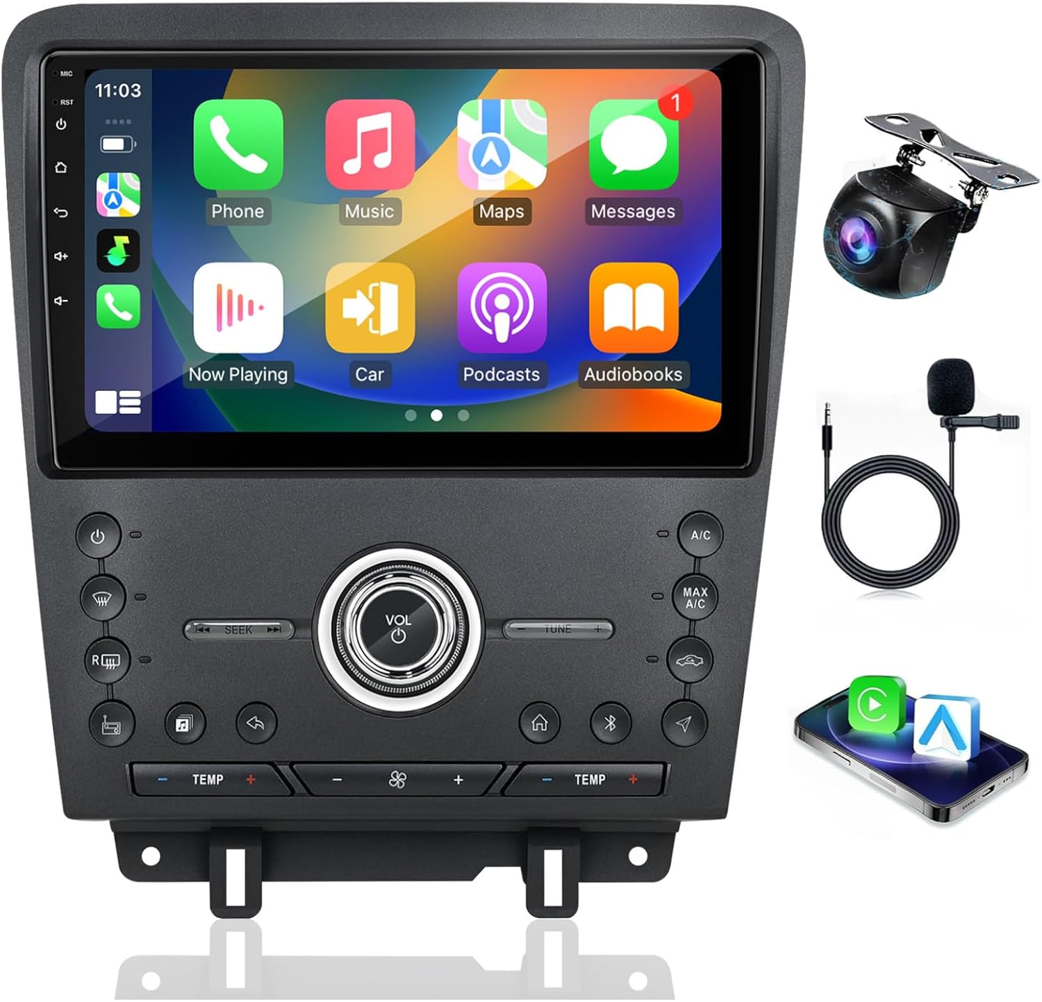 Car Radio Stereo for Ford Mustang 2010-2014, 10 inch Touch Screen Android 13 Wireless CarPlay Android Auto 8Core Headunit Upgraded with Bluetooth GPS Navigation WiFi SWC FM Backup Camera Build in DSP