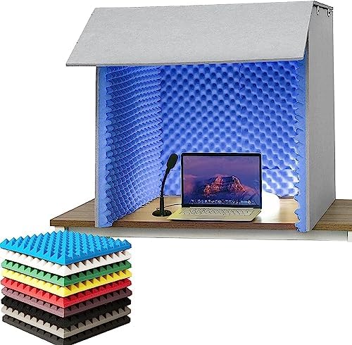 Portable Soundproof Booth Sound Proof Foam Panels Vocal Booth Sound Booth Sound Dampening Microphone Soundproofing Acoustic Foam Panel for Desktop Studio Vocal Audio (Colo