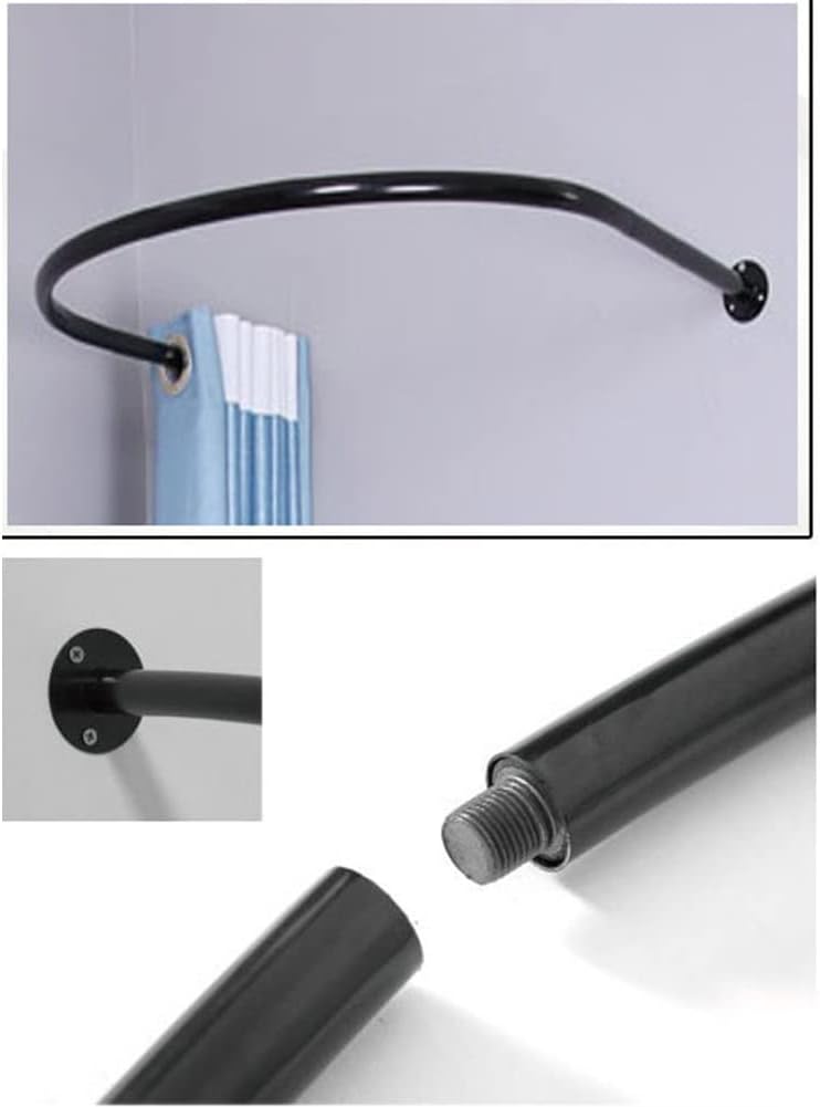 Black Metal U Shaped Shower Curtain Rod Wall Mount Decorative Bathroom Curtain Hanger for Bathtub Corner 100x...,Gold-100x100cm