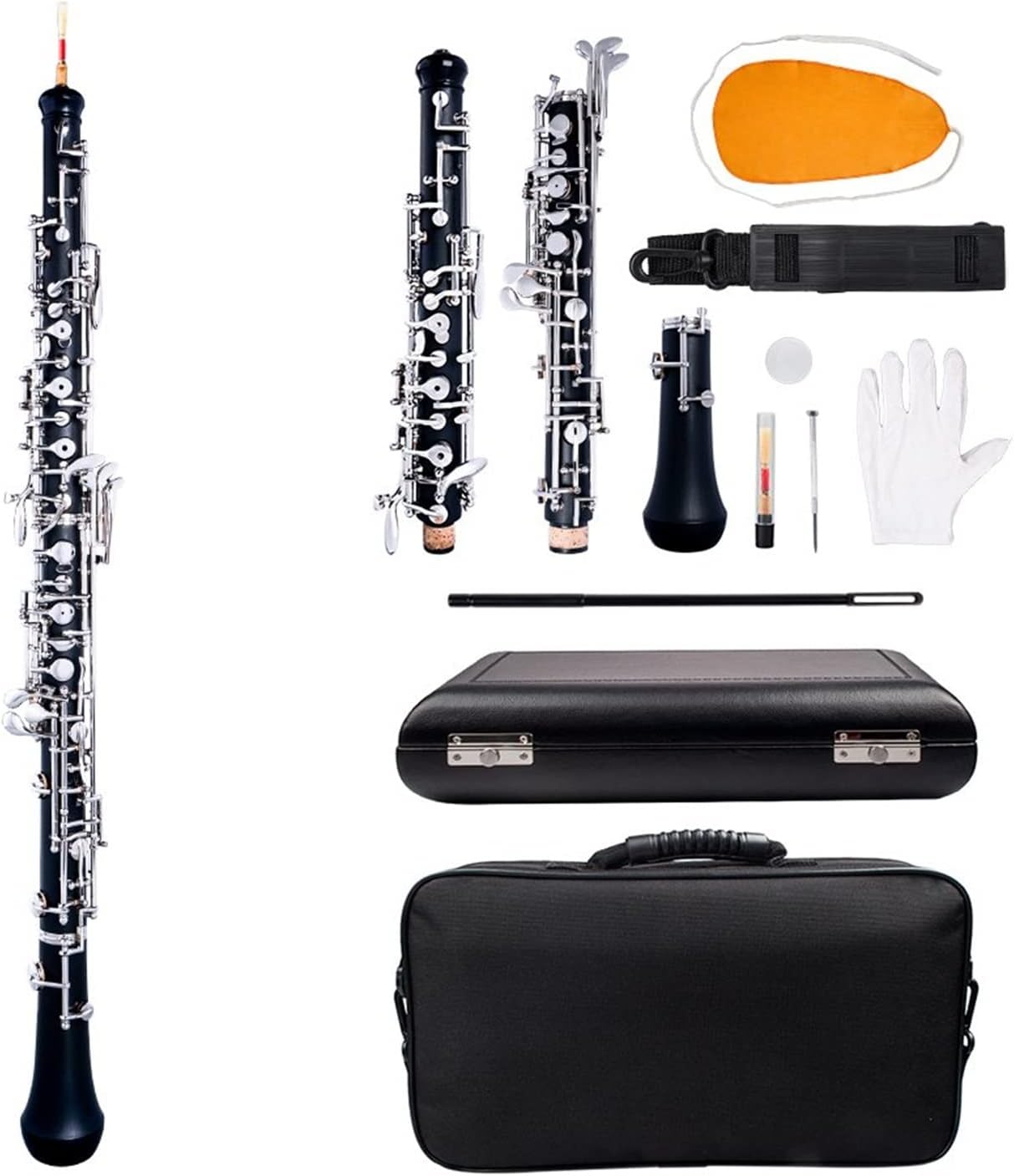KESHUO Nickel-Plated C Key Oboe Semi-Automatic Style Woodwind Instrument Oboe