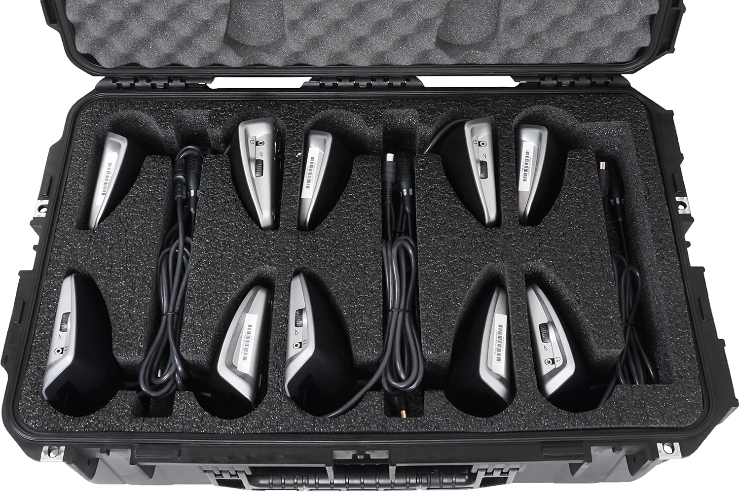 Case Club Hard Case to fit qty 10 Bosch CCS 1000 D Short-Stem Microphones, Waterproof, Lockable, Airline Approved Travel Case