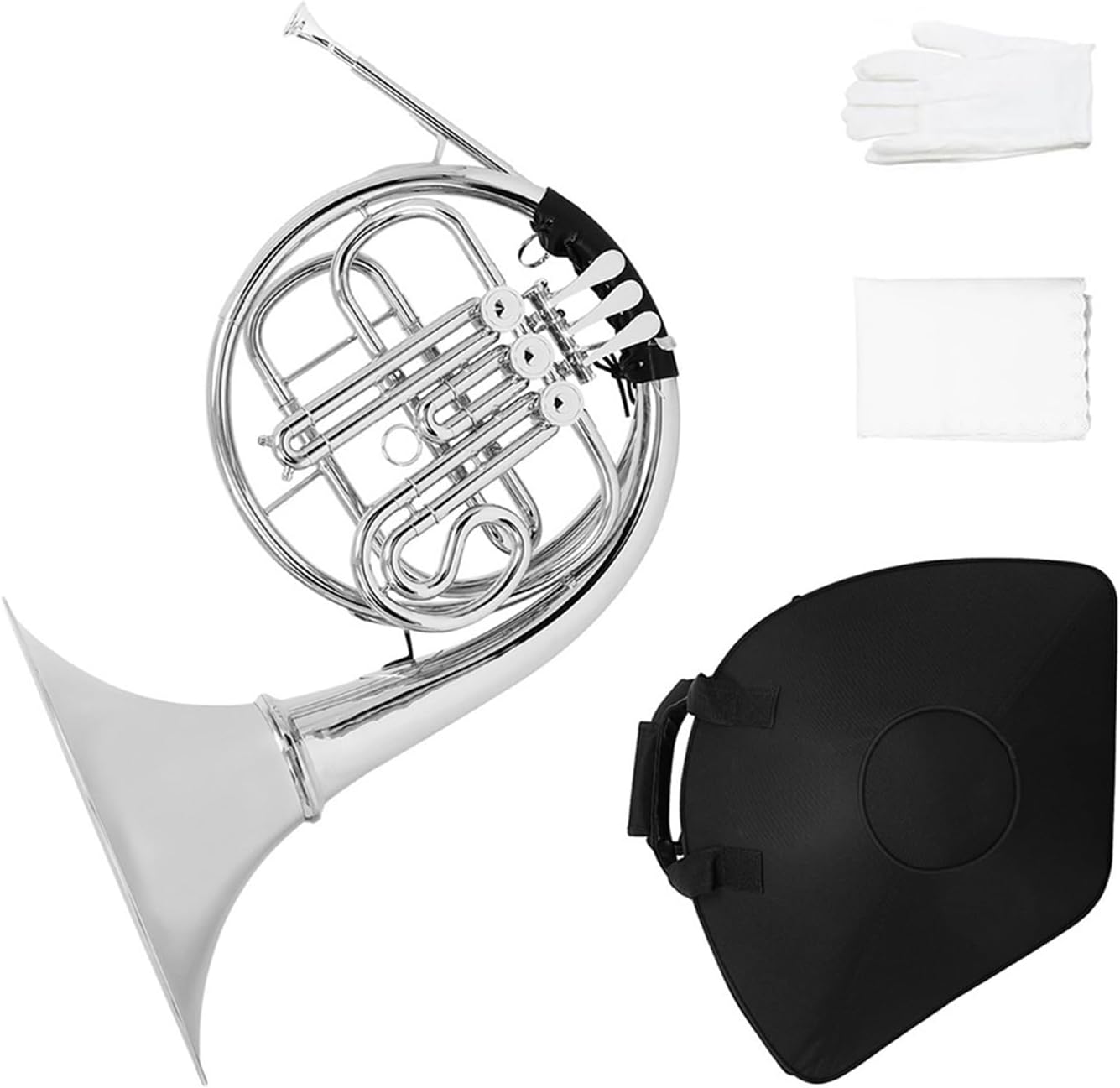 Nickel plated B flat French horn flat 3 keys single row beginner instrument