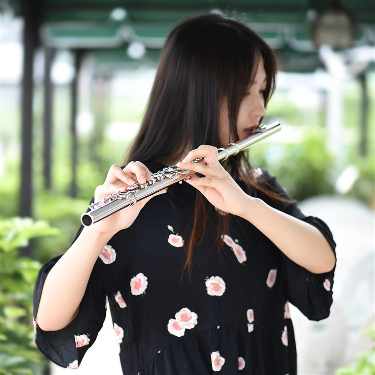 Flute Musical Instrument 16 Holes Closed Hole Flute C Key Flutes Cupronickel Woodwind Instrument with Cleaning Cloth Rod Gloves Starter Flute