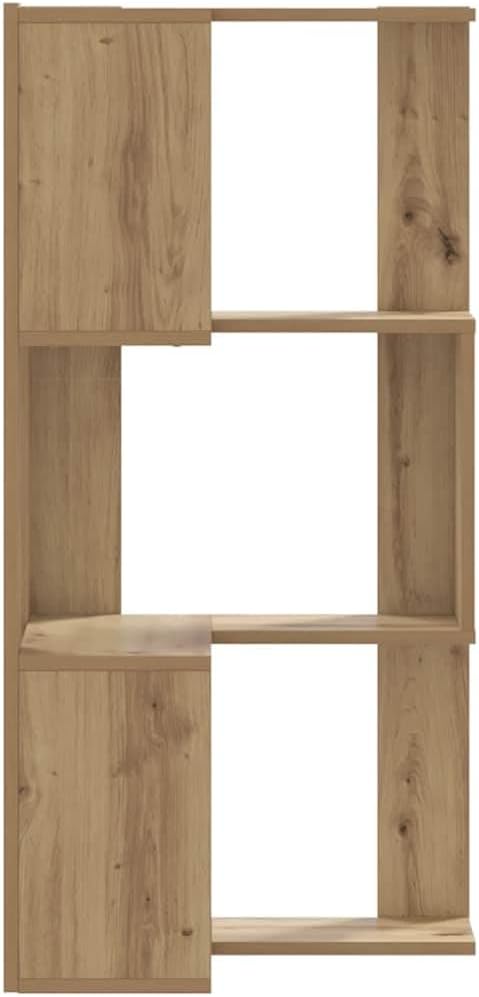 3-Tier Corner Bookcase Shelf, Engineered Wood Storage Cabinet for Living Room, Bedroom, Office, Maximizes Space with Wall Mount Safety