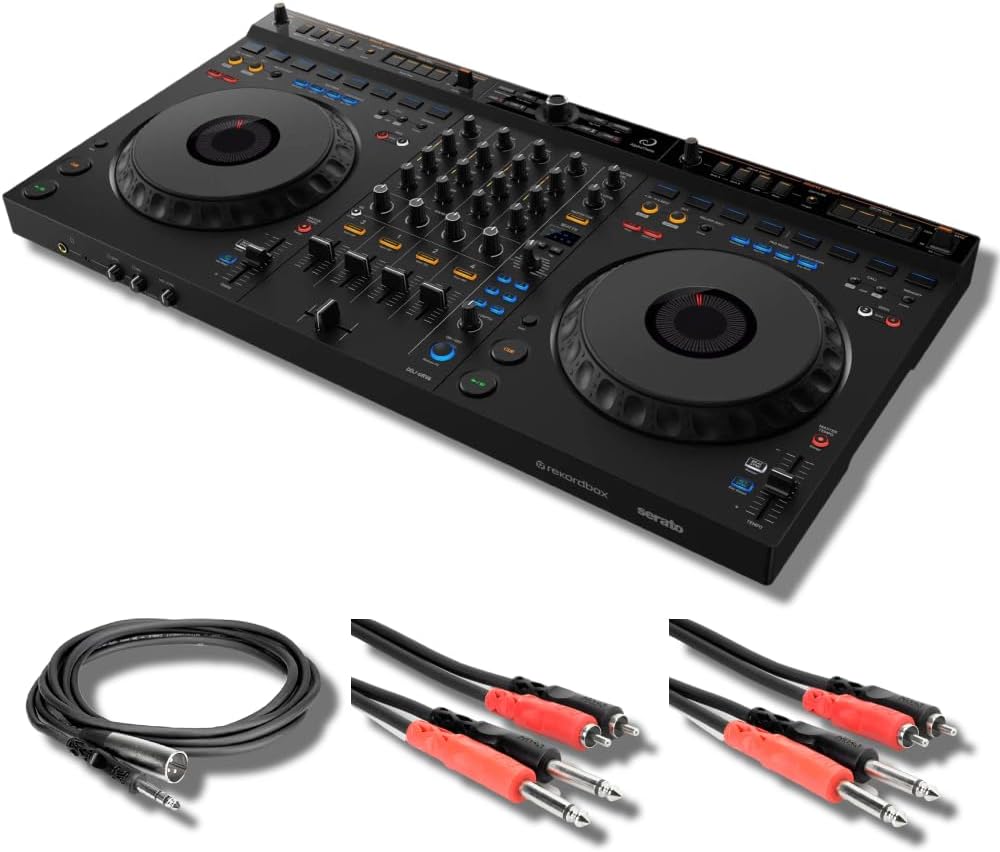 DDJ-GRV6 4-Channel DJ Controller with 2x Hosa CPR-203 Dual 1/4