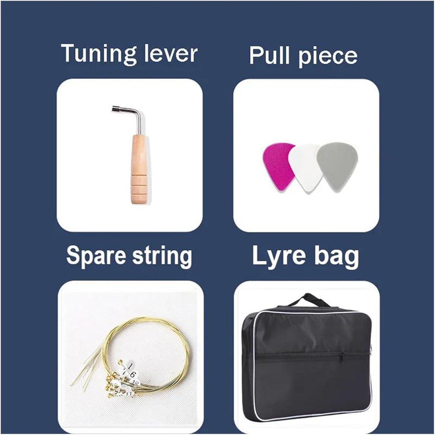 Lyre Harp Set 16/19/21/24 Strings Harp Wooden Mahogany Musical Instrument Lyre Harp With Tuning Wrench Spare Strings(19 Khaki)