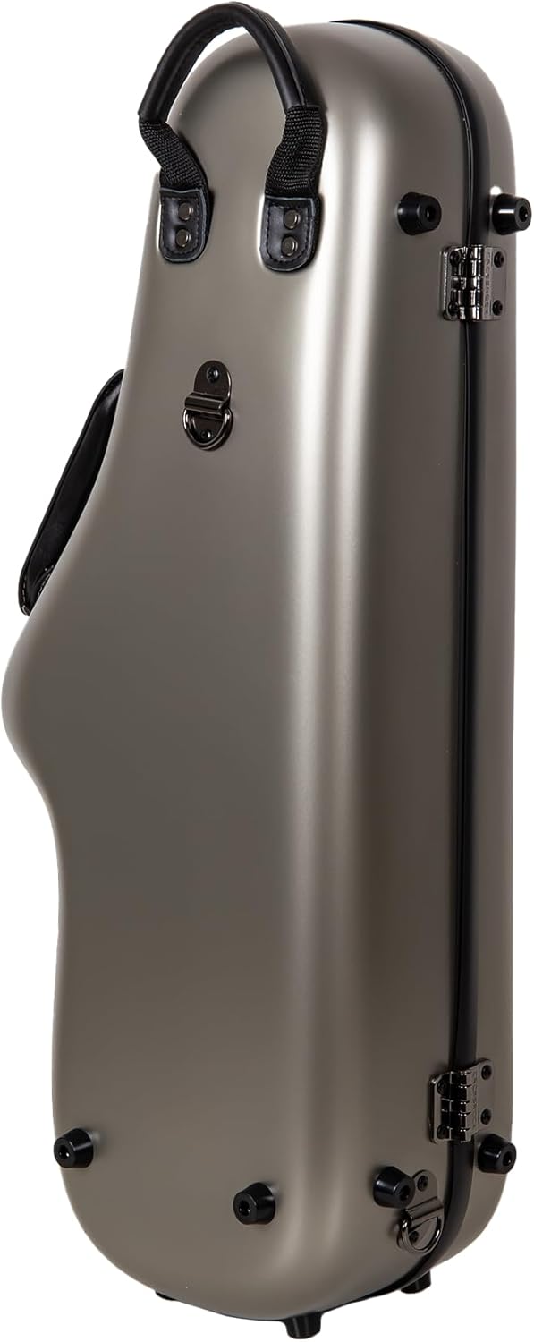 Crossrock Polycarbonate Alto Saxophone Case | TSA Lock, Backpack Straps, Scratch-Resistant Shell, Neck & Mouthpiece Storage – Champagne Silver (CRF4050ASCS)