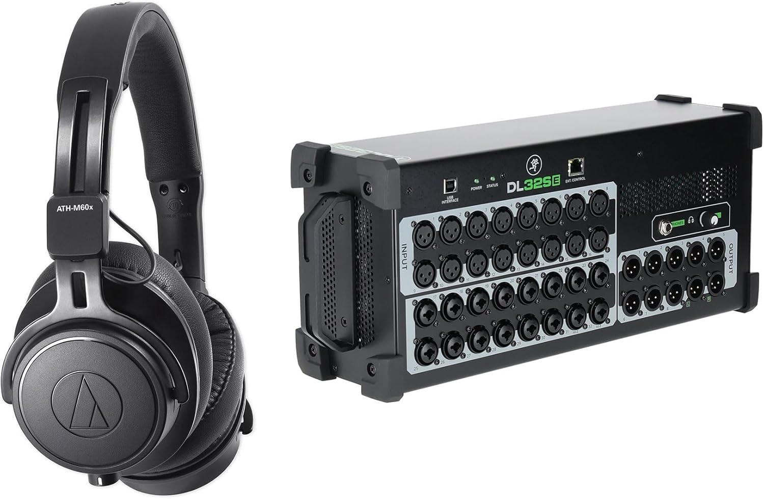 Audiosavings Bundle: Mackie DL32SE 32-Channel Digital Rack Mixer with Onyx+ Preamps and 32x32 USB Interface Bundle with Audio-Technica ATH-M60X Closed-Back Monitor Headphones (2 Items)