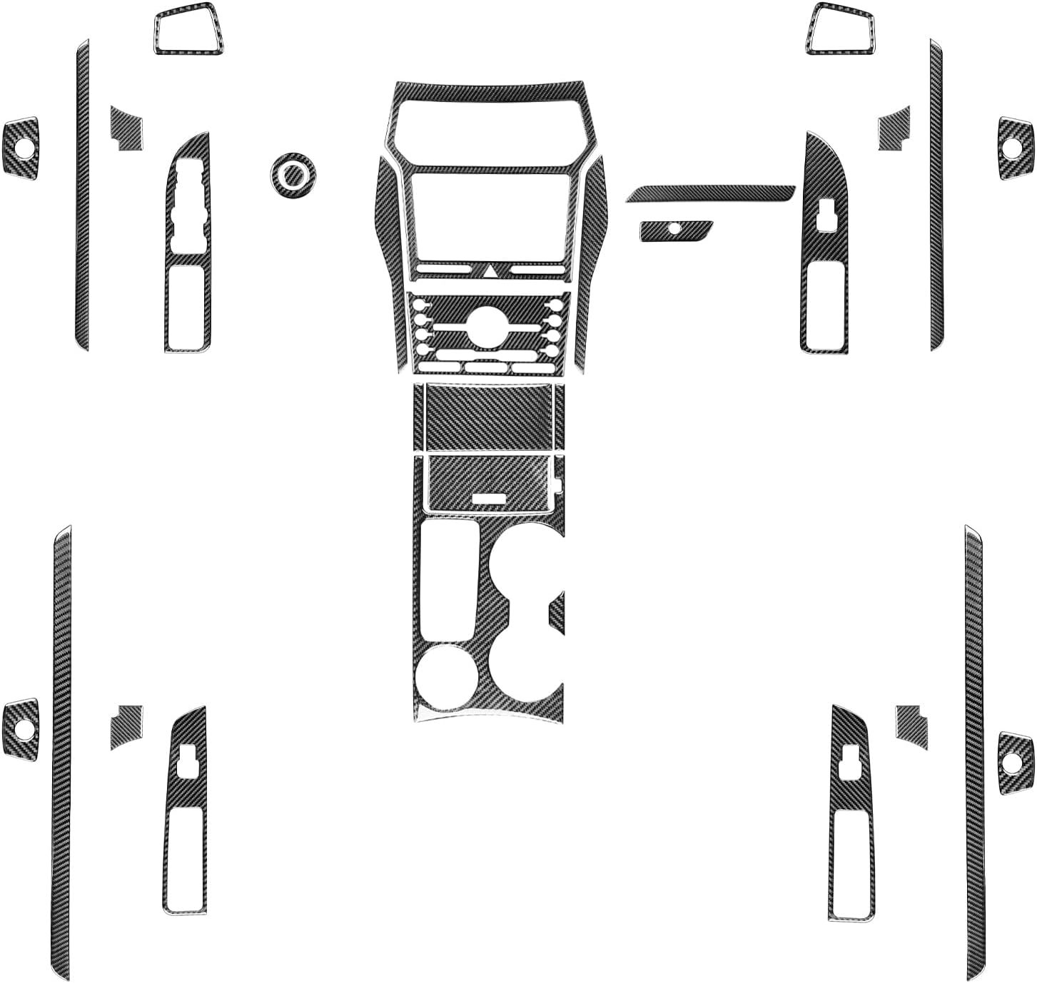 Real Carbon Fiber Car Dashboard Panel Center Console Cover Full Sticker Set Compatible with Ford Explorer 2013 2014 2015 2016 2017 2018 2019 Auto Interior Accessories Black