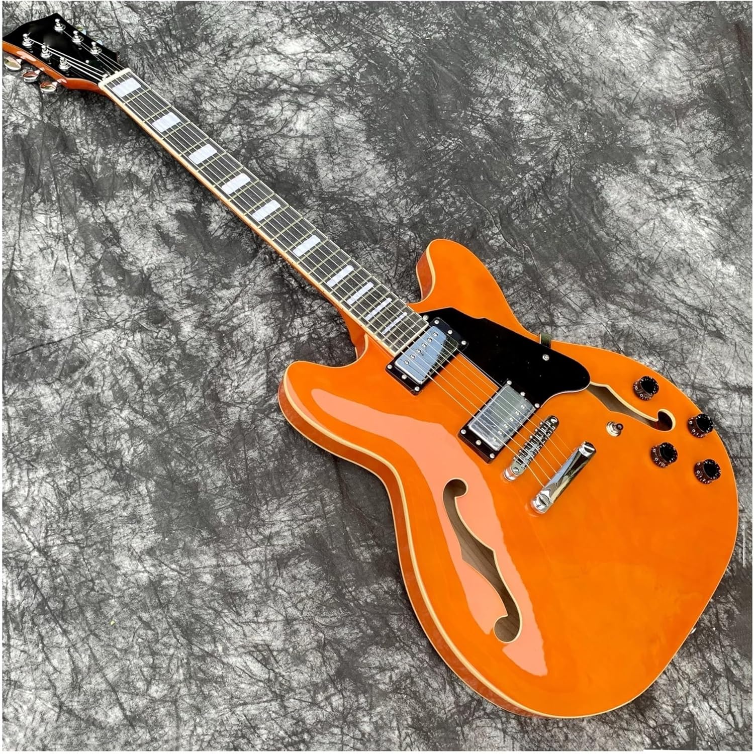Beginner Electric Guitar Kits Original Transparent Orange Semi Hollow Jazz Electric Guitar For Performance