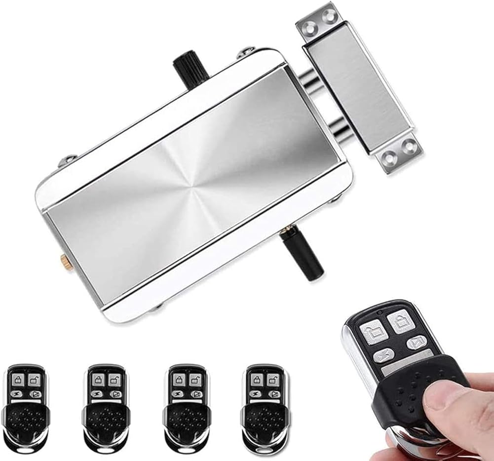 Remote Control Electronic Intelligent Door Lock, Smart Wireless Anti-Theft Home Security Keyless Deadbolt Access Control System with 4 Remote Control