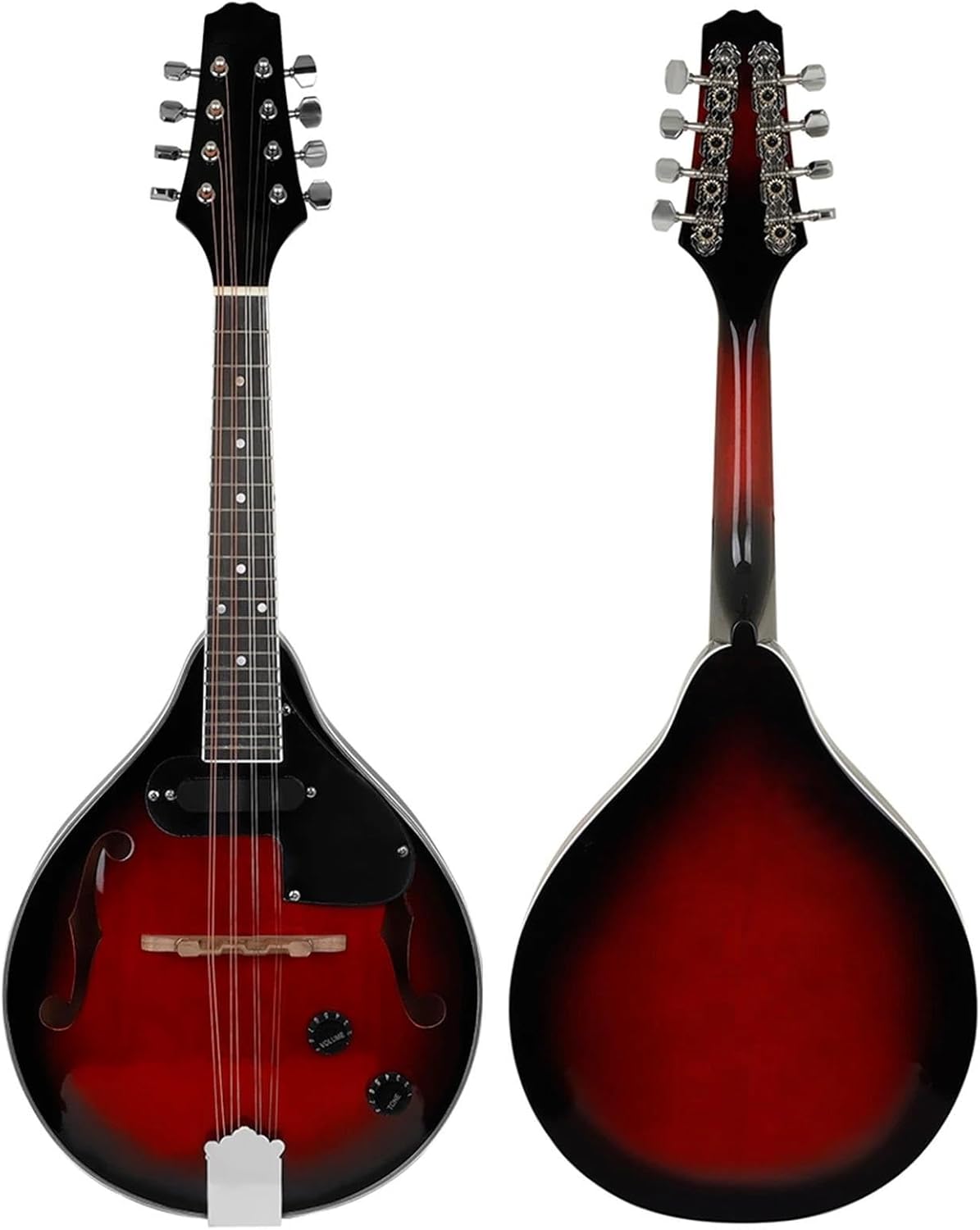 Adult Mandolin Musical Instrument Mandolin 8-String Guitar A Style Electric Mandolin Stringed Instruments with Bag String Pick Accessories(Red Electric Set Sunset)