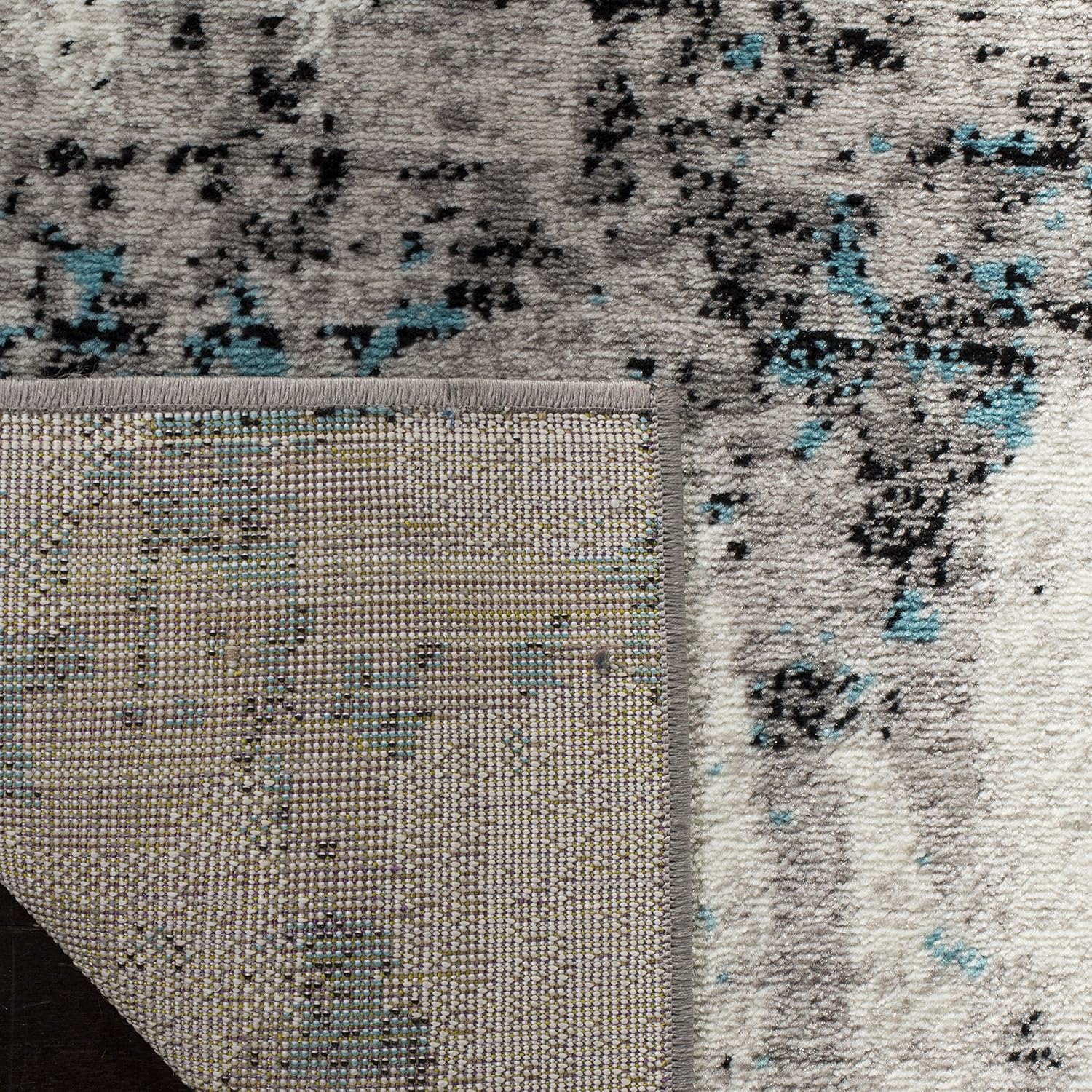 SAFAVIEH Skyler Collection Area Rug - 8' Square, Grey & Blue, Modern Abstract Design, Non-Shedding & Easy Care, Ideal for High Traffic Areas in Living Room, Bedroom (SKY193B)