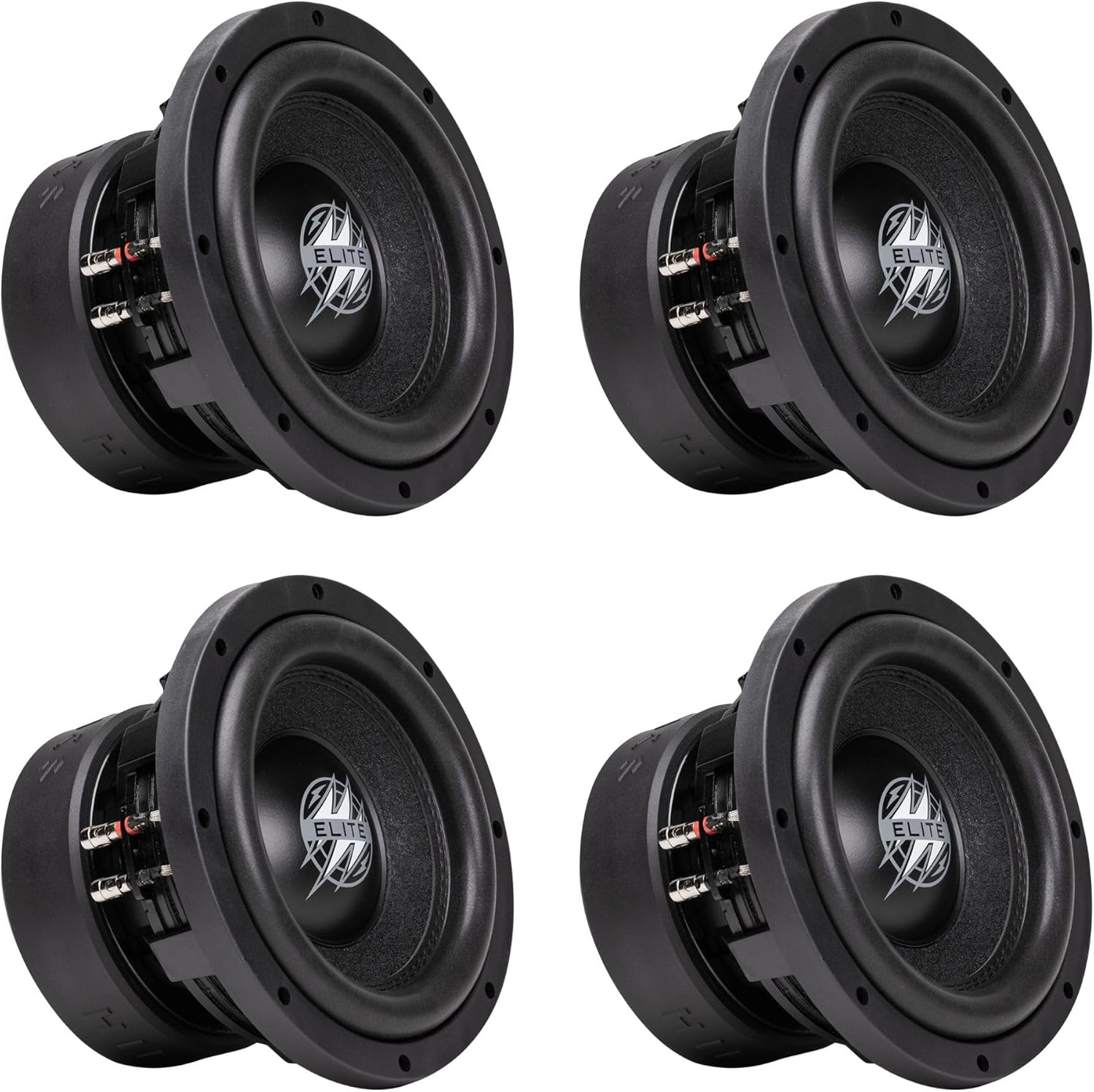 Hifonics 4 Pack Elite 10 Inch Car Mount Subwoofer with Dual 4 Ohm Voice Coil Speaker 1200 Watt Peak Power Mobile Amplifier System, Black