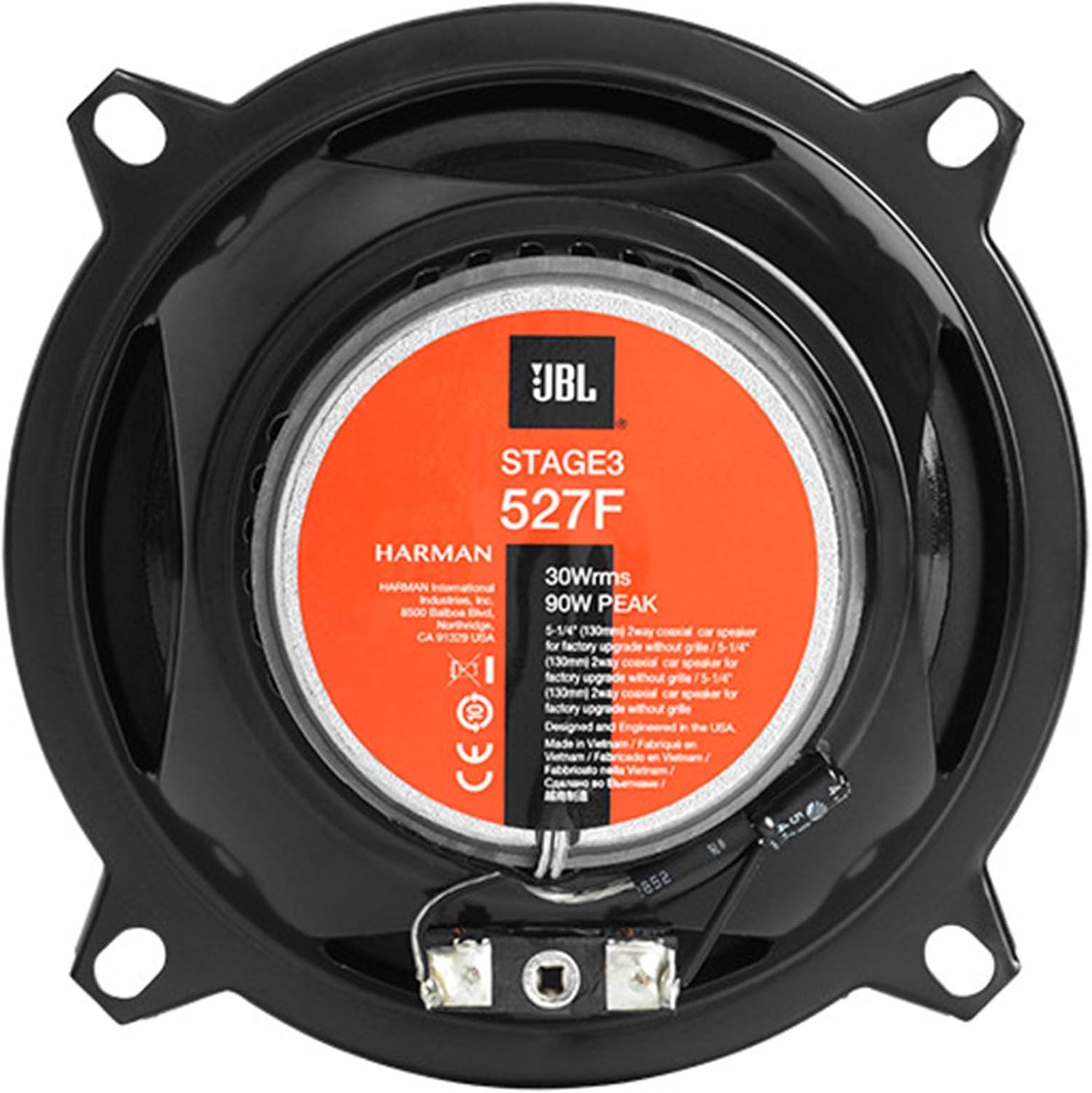 JBL Stage 3527F - 5.25” Two-way car audio speaker, No Grill, Black