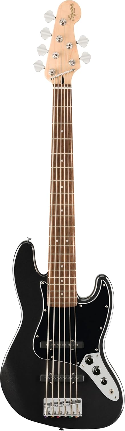 Affinity Series Jazz Bass VI, Laurel Fingerboard, Black Pickguard, Black Metallic