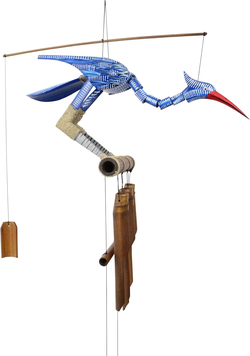 Cohasset Gifts Bamboo Wind Chimes | Natural Soothing Melodic Tones | Wood Outdoor Home Decor for Patio or Garden | Thoughtful Gift or Hang on Your Own Deck| #147B “Happy” Bobbing Head Bird Wind Chime