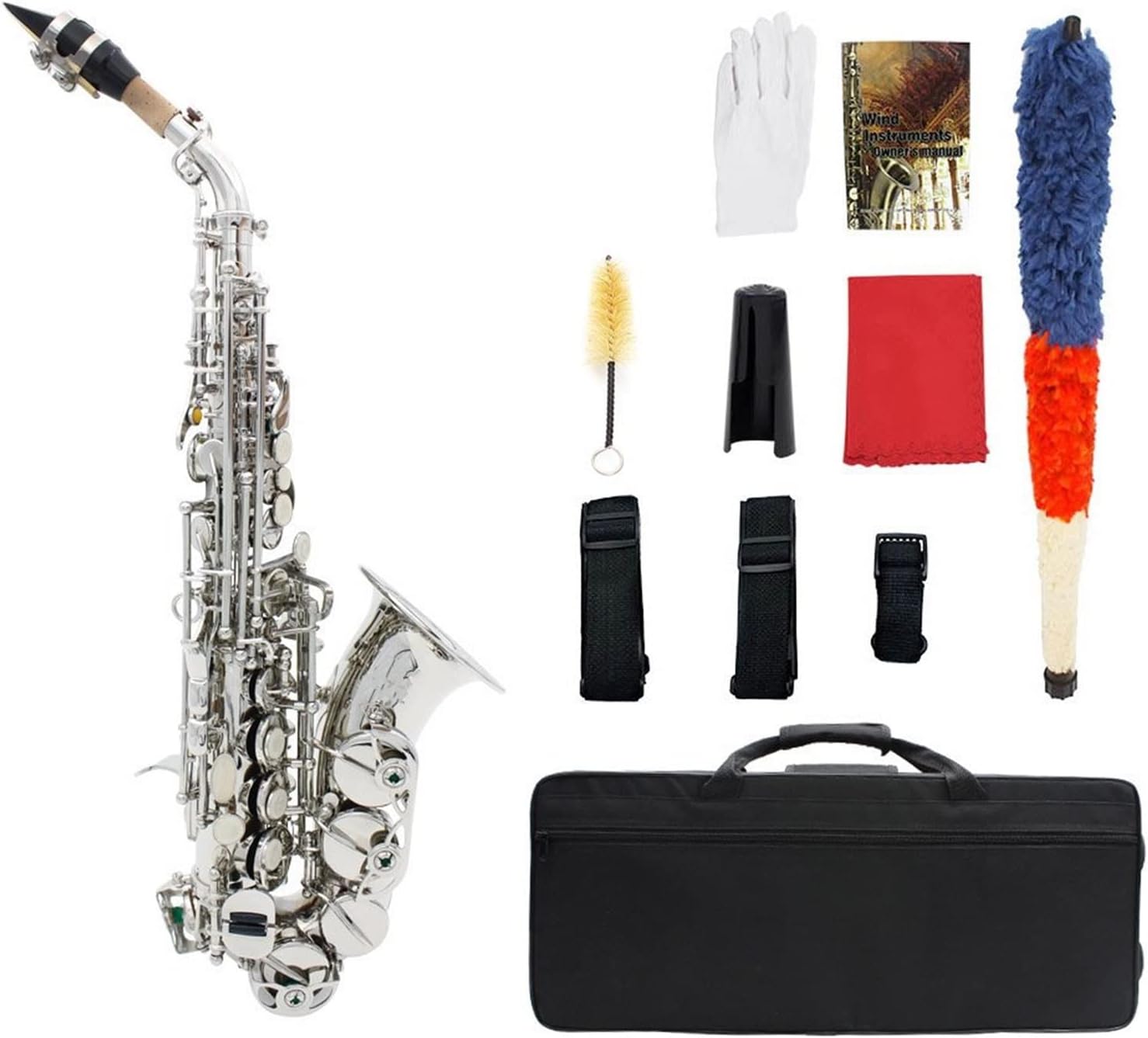 Brass Golden Carve Pattern Bb Bend Althorn Saxophone Pearl White Shell Buttons Wind Instrument with Case Professional Saxophone (Color : Silver)