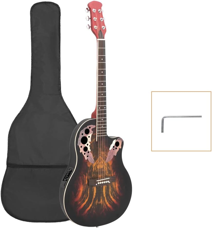 Ktaxon 41in Acoustic-Electric Guitar, 6 String Cutaway Guitar with EQ-7545R Bass Preamp with Four-Band EQ, Unique Round-back Design, Fantastic Touch, Accurate Tune and Unmatched Sound (Sunset)