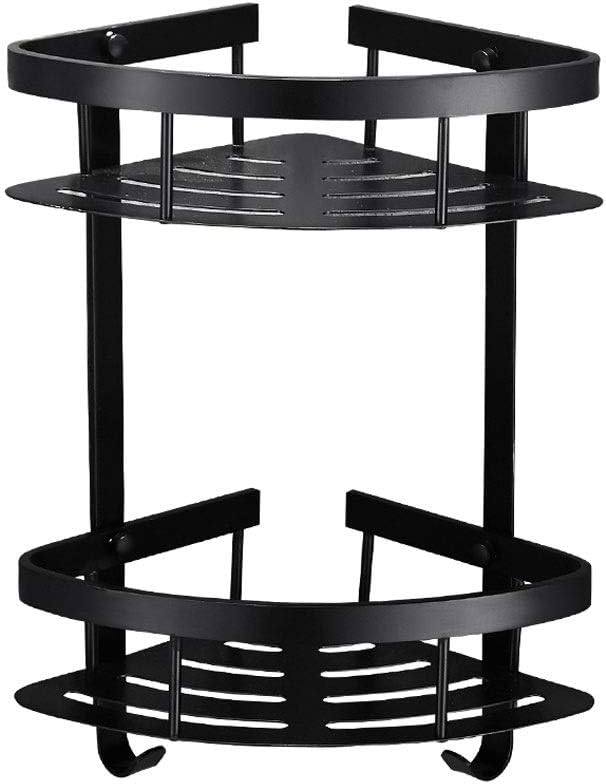 Western Black Frame Triangle Free Punch Stainless Steel Wall Mount Antique Bathroom Corner Rack Supplies Storage Multifunction