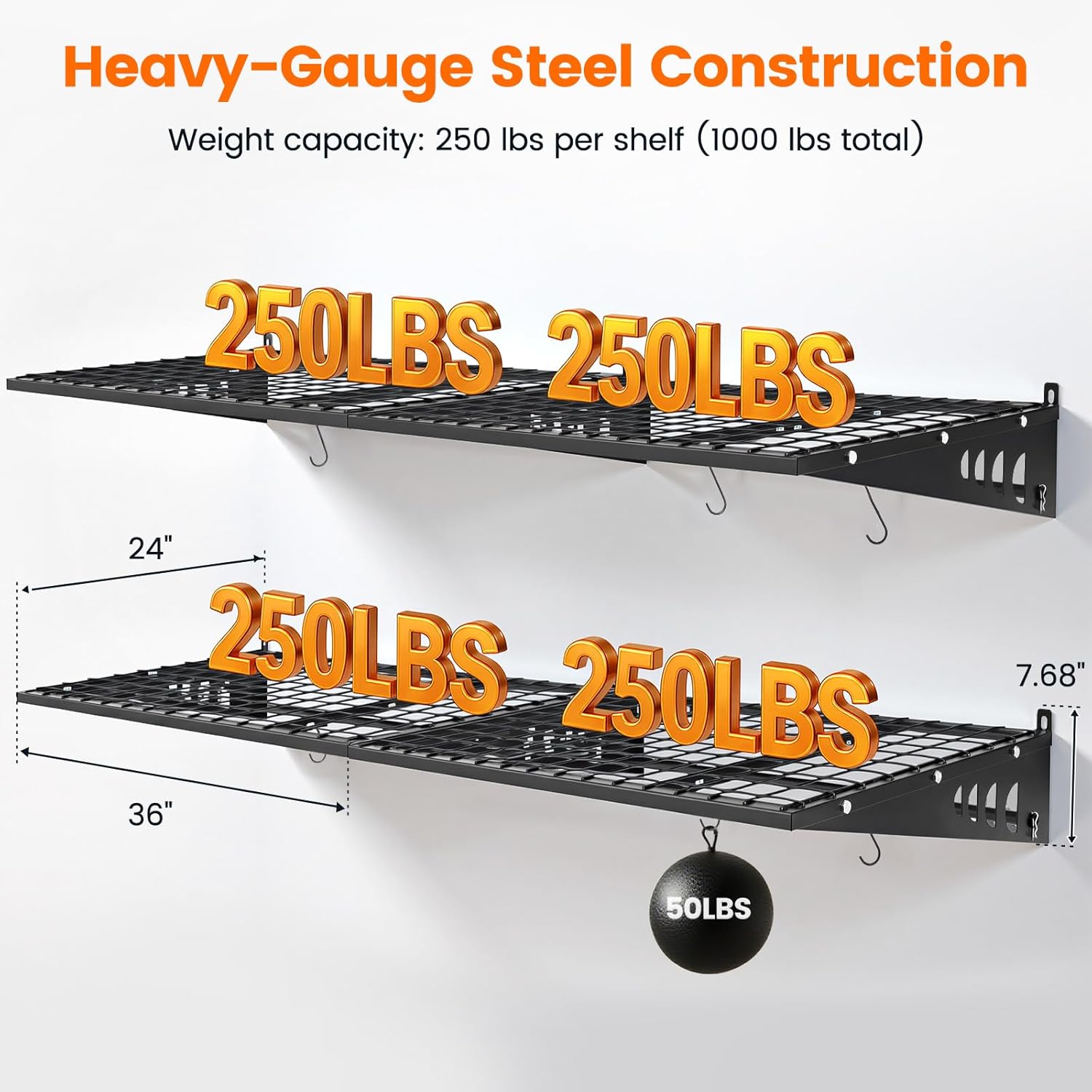 Garage Shelving 2x3ft 4-Pack, Garage Storage Rack 24