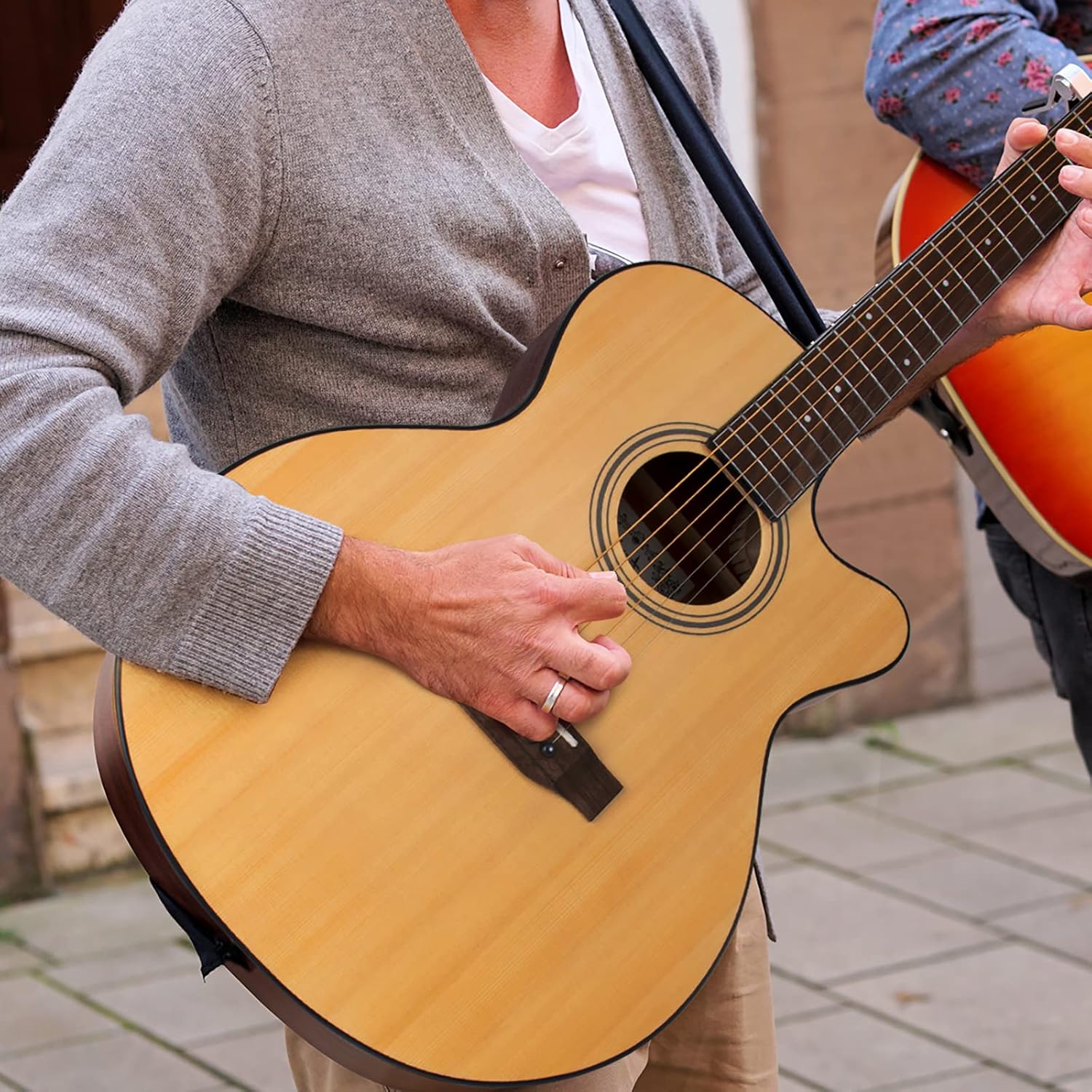 AKLOT Acoustic Guitar for Beginners Full Size 4/4 Folk Guitars Cutaway Acoustique Guitare Starter Kit (38‘’ Spruce Wood W/Bag)