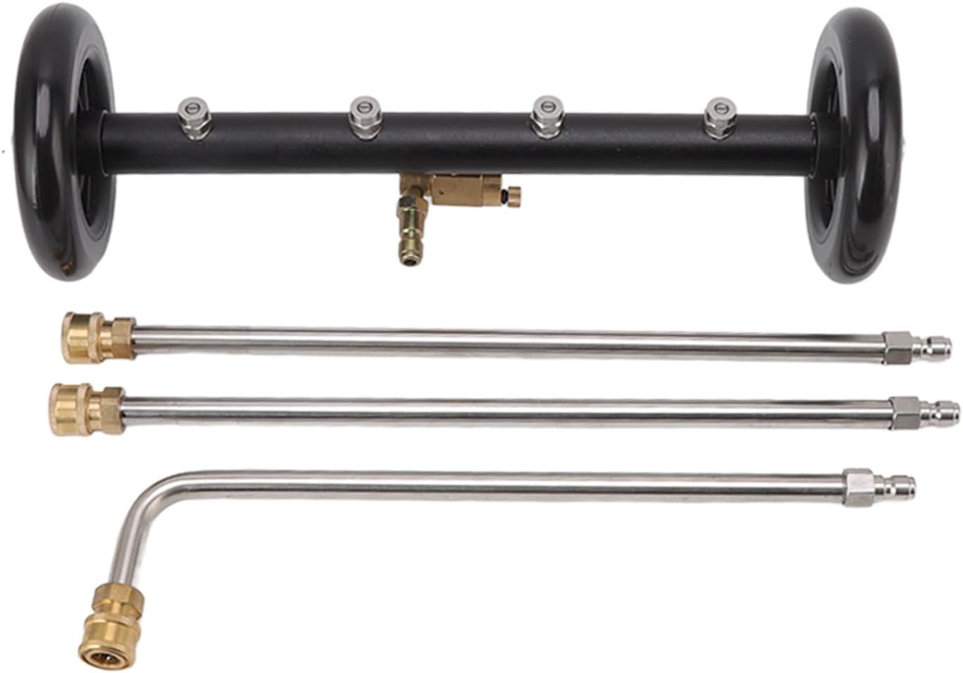 16in Under Car Washer, Difunctional Pressure Washer with 1/4in Interface, Undercarriage Cleaner for Truck SUV and Trailer, Black Surface Cleaner with Stainless Steel Nozzles, High