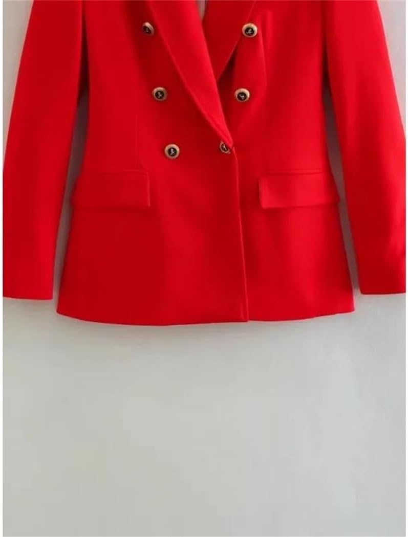 Women‘s Slim Suit Jacket European French Style Casual Double Breasted All Match Versatile