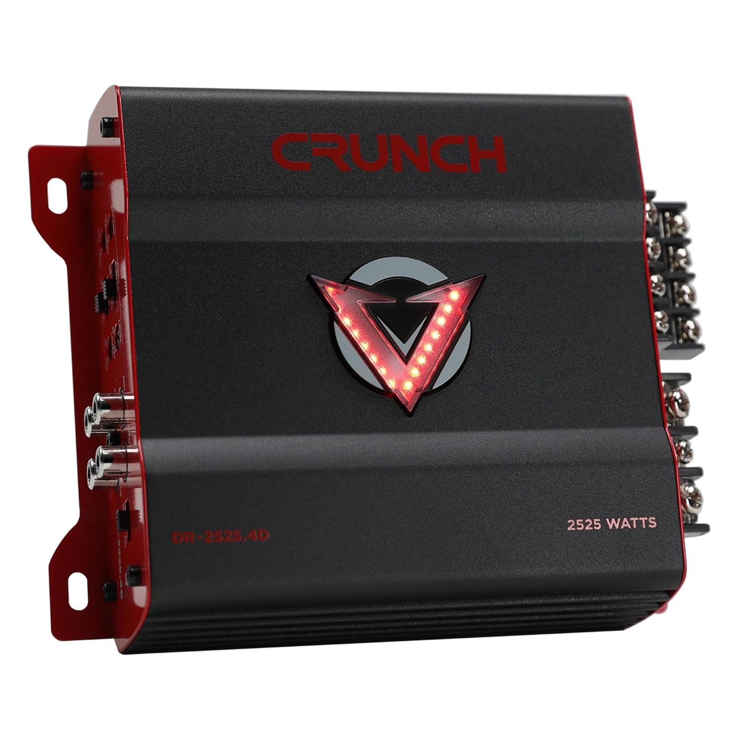 Crunch 2525W 4 Channel Subwoofer Car Audio Amplifier with Adjustable Crossovers, Bass Knob & Remote, LED VU-Meter, QTD Cooling and PWM Power Supply