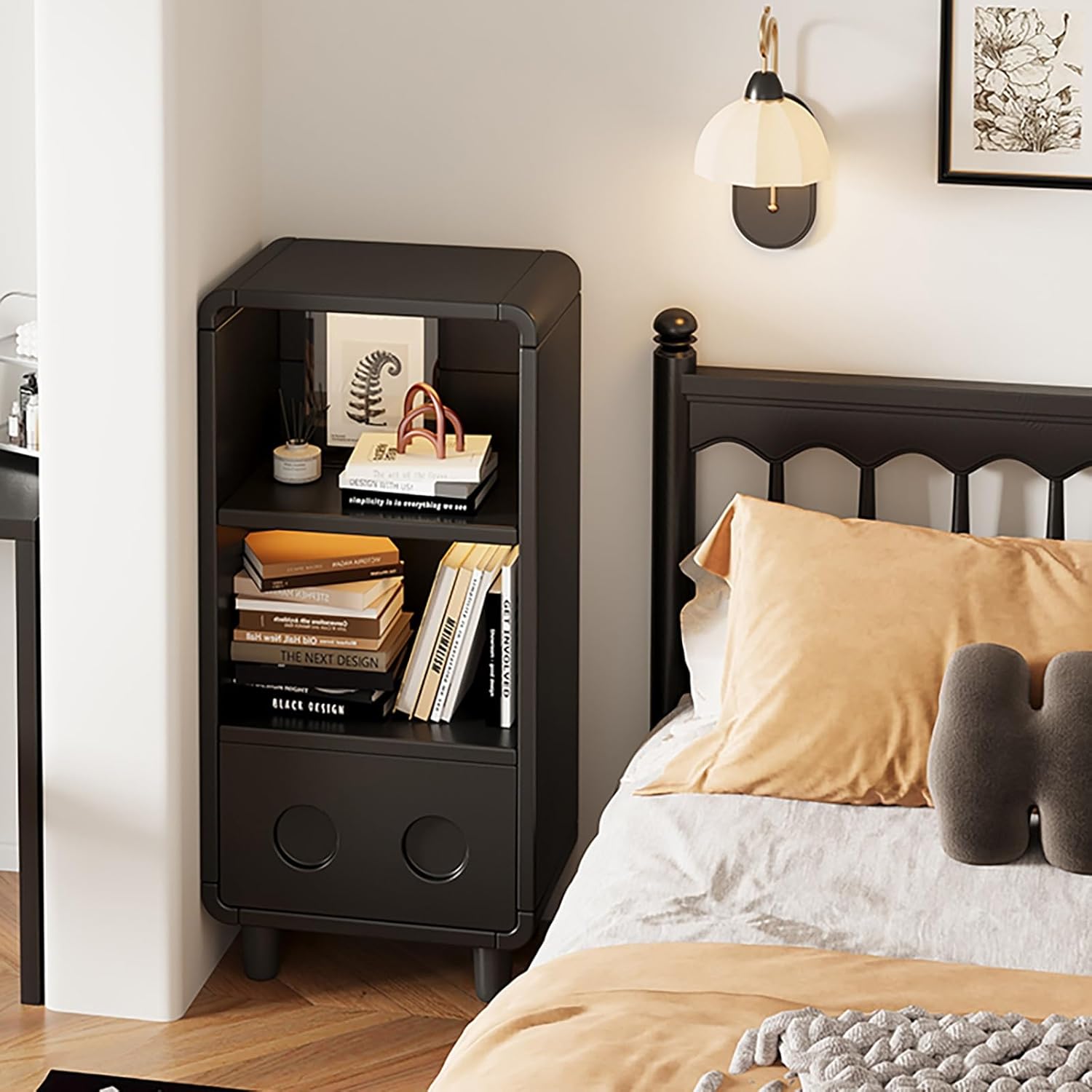 2/3/4 Tier Open Narrow Bookshelf with Foot Sturdy Kids Storage Shelves, Corner Shelf Stand with Drawer for Living Room Home Office Study(120cm/47in)