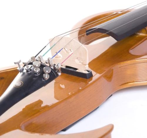 Cecilio 4/4 Full Size Electric Silent Violin, Hand-Carved Solid Maple Wood, Complete Set with Case & Ebony Fittings, Yellow Maple Metallic