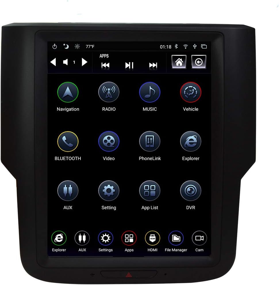 LINKSWELL T-Style 10.4 Inch Radio Replacement for RAM 2013-2018 Trucks 1500 2500 3500 GPS Navigation Android Head Unit Multimedia Player HDMI/BT/USB/AUX/WiFi Car Stereo TS-DGPU10-4RR-4B