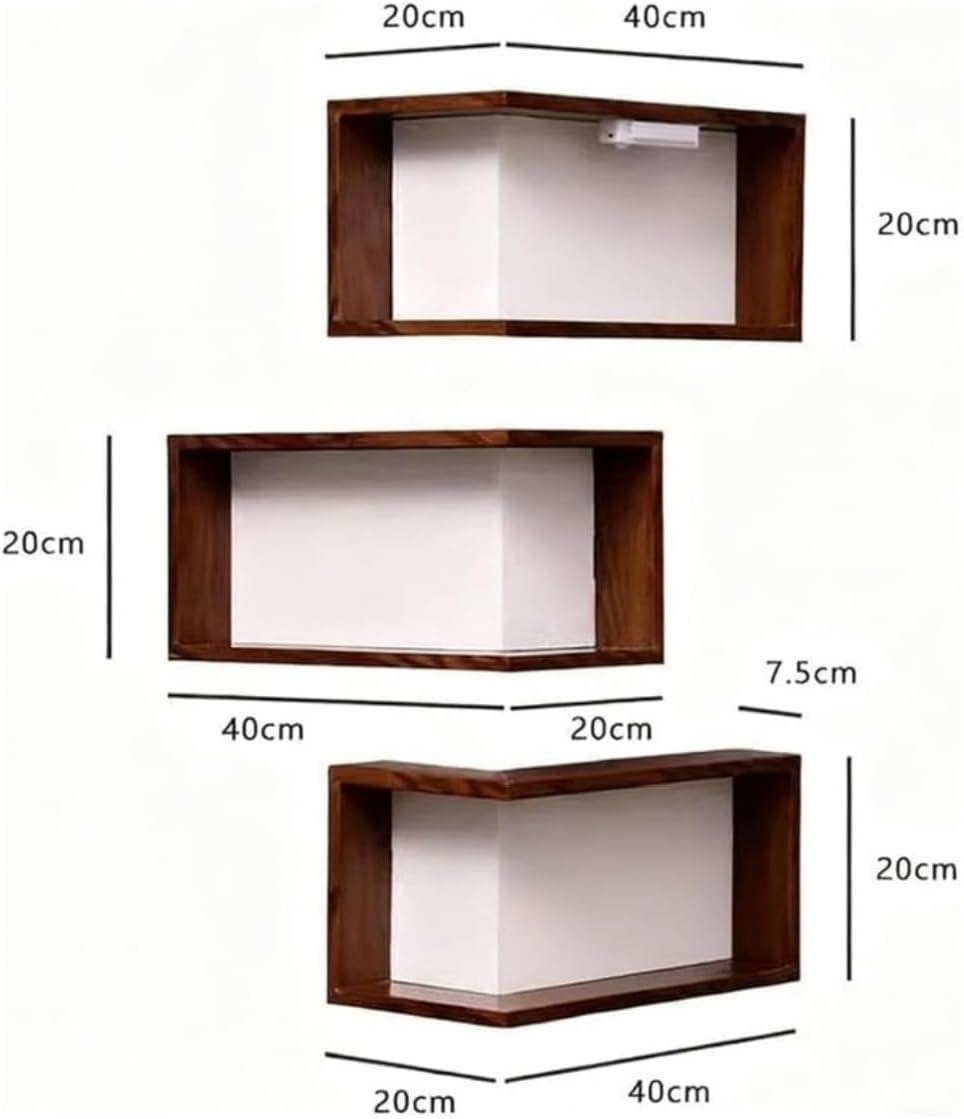 Smart Corner Wall Shelves with Lights,Illuminated Corner Shelf Floating,Creative Corners Storage Shelves, Wall-Mounted Space-Saving Display Rack Stand for Collectibles Figurines and Books (3)