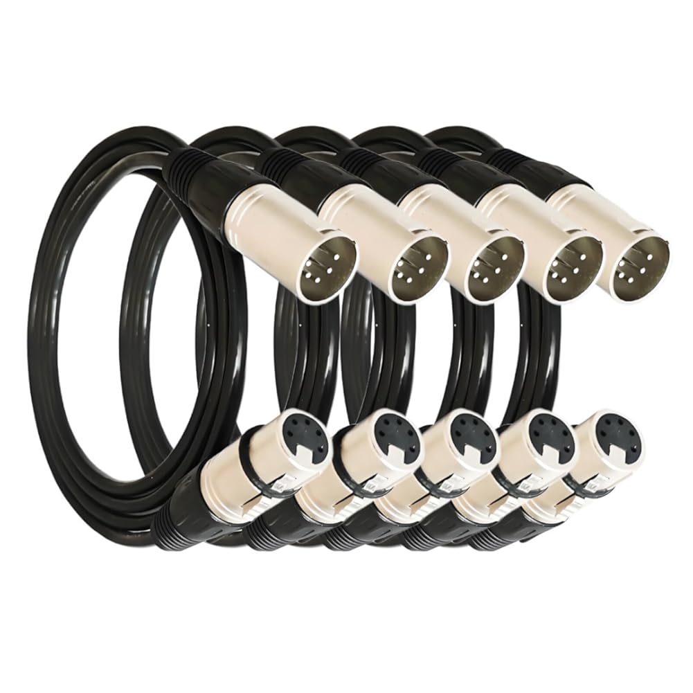 5 Pack 5 Pin XLR Connector, XLR Microphone Cable, Balanced Male to Female Connections for Microphone and Audio Interface (5 Meter/16.4Ft)