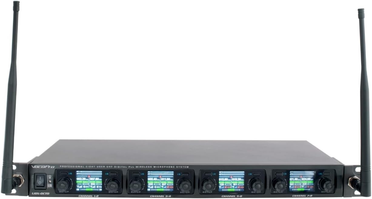 VocoPro Professional Eight-User Digital PLL Wireless Microphone Receiver with “Mic-on-chip” Technology
