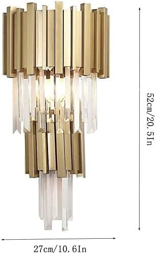 Mid Century Gold Modern Wall Mount Light Crystal Stainless Steel Lampshade E14 Glass Metal Sconce V-intage Bedside Lighting Decor,for Kitchen Island
