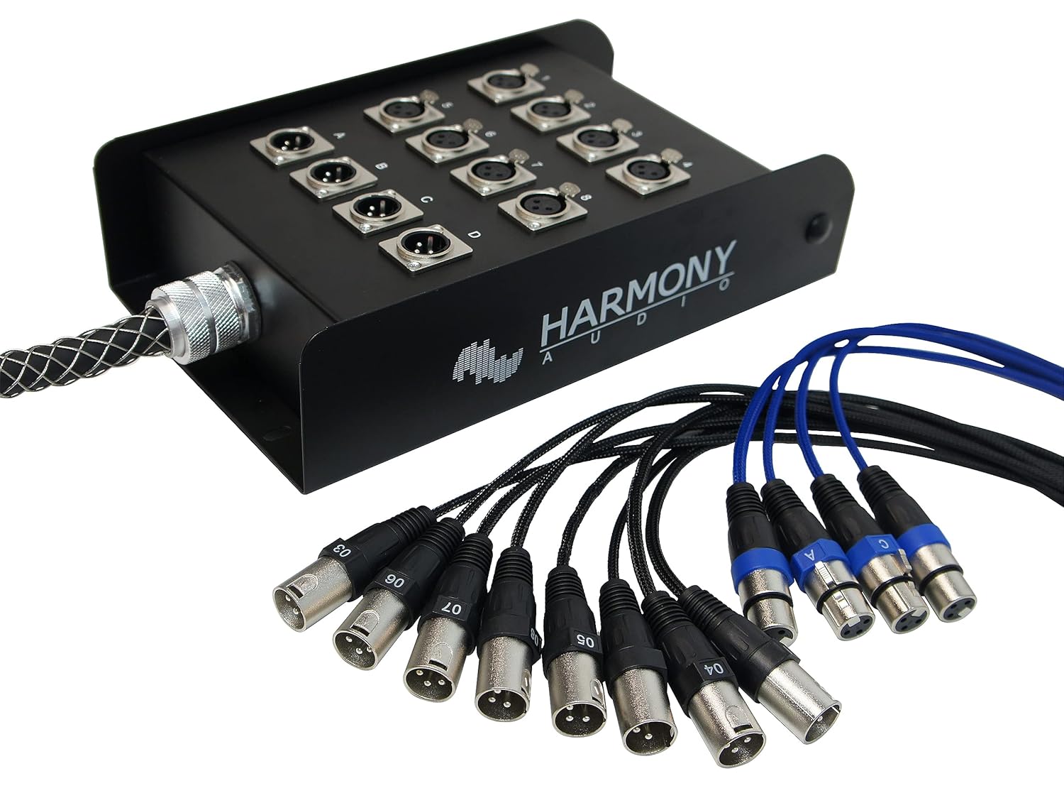 Harmony Audio HA-SB1250 Pro Stage XLR Snake Cable Box 12 Channel - 50 Feet (8 Send, 4 Returns)