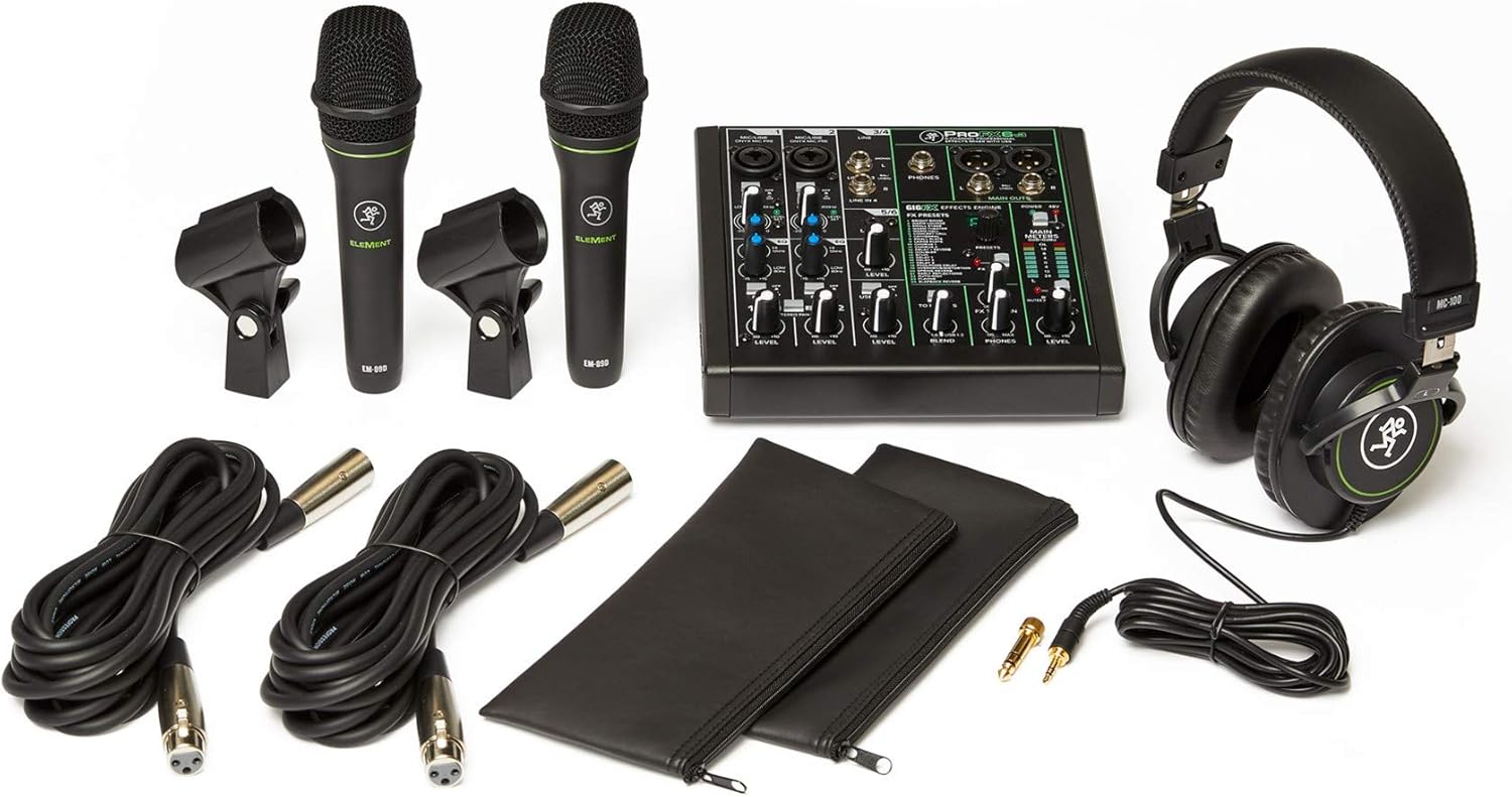Mackie Performer Bundle with ProFX6v3 effects mixer with USB, two EM-89D dynamic mics and MC-100 headphones