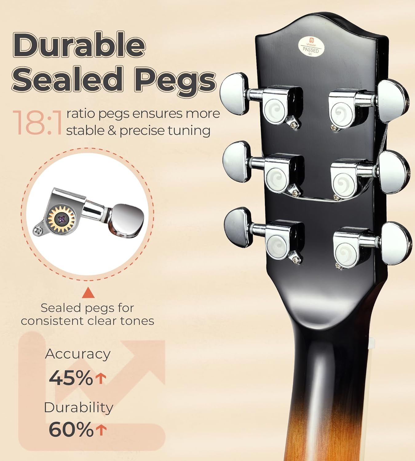 Vangoa 6 String Banjo Guitar Full Size, 38 Inch Banjo Guitar with Resonator Closed Back, Remo Head, Beginner Banjitar Six String Banjo Kit for Adults Teens Starters