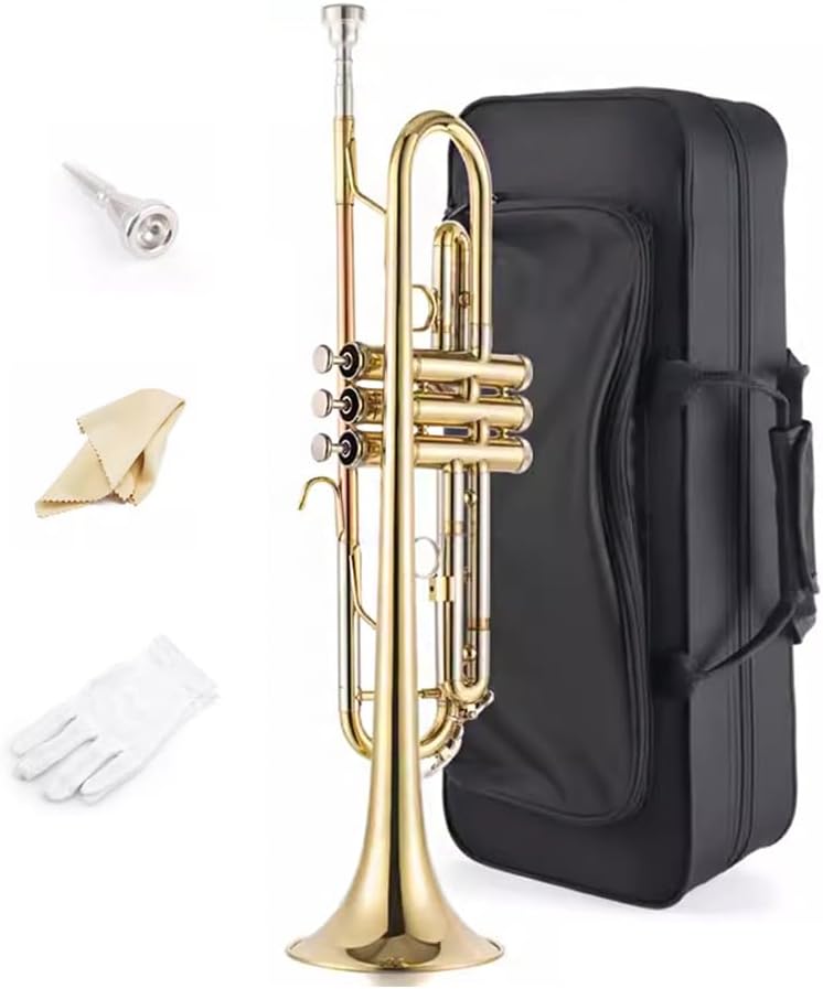 B Flat Lacquered Gold Trumpet, Western Wind Instruments, Band Chorus Festival Celebration Instruments, Suitable for Beginners/Teaching/Adults